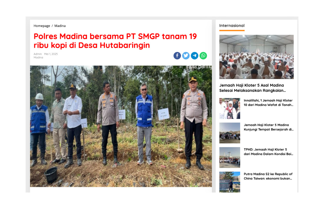 
					Polres Madina bersama PT SMGP tanam 19 ribu kopi di Desa Hutabaringin